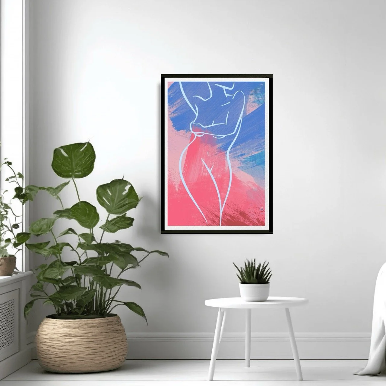 Female Figure Nude Light Blue Line Drawing Art Print, Sydney Artist - Eternal Art & Design - Eternal Art & Design