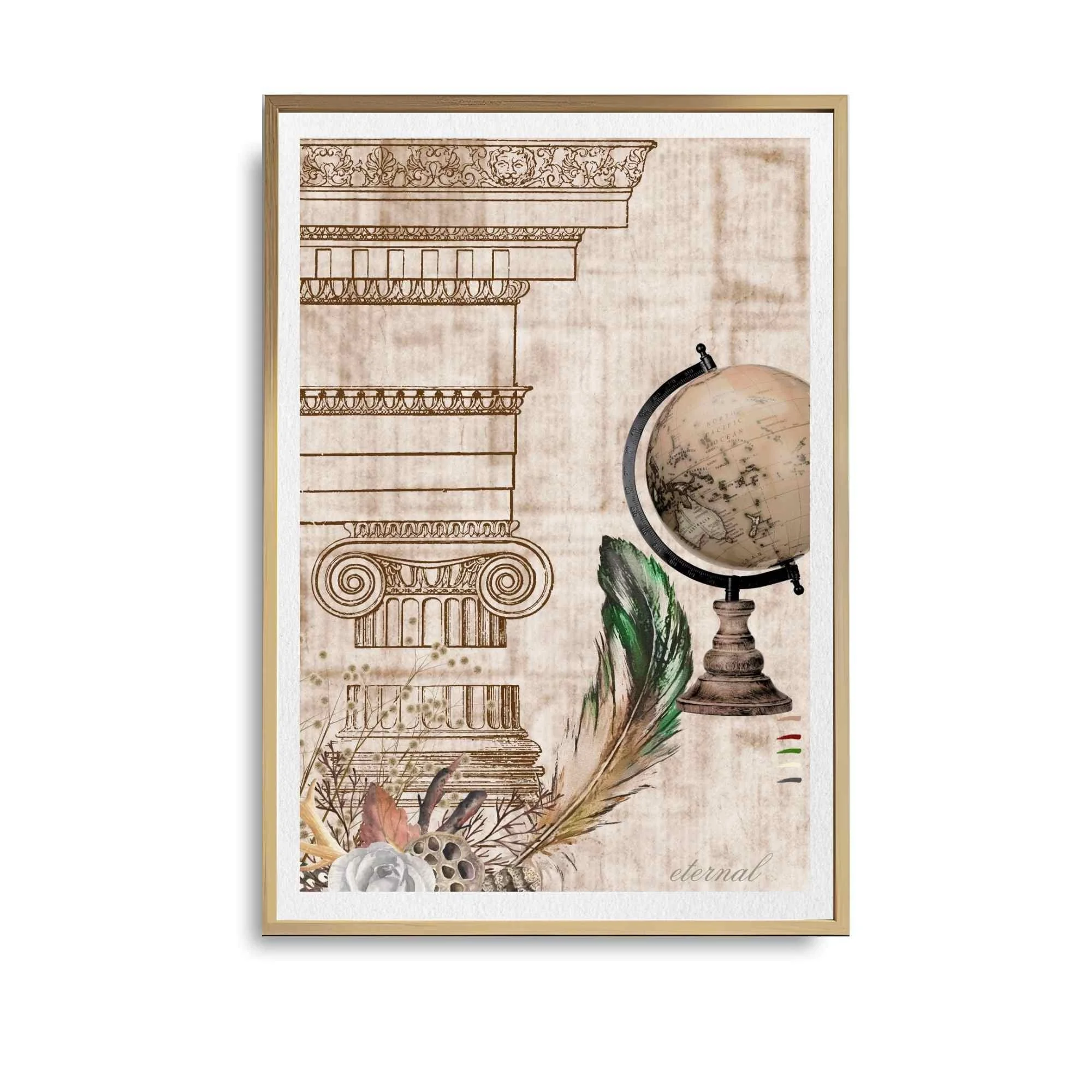 Vintage Architecture & Botanical Feather Print - Special Edition Wall Art Eternal Art Prints - Eternal Art & Design