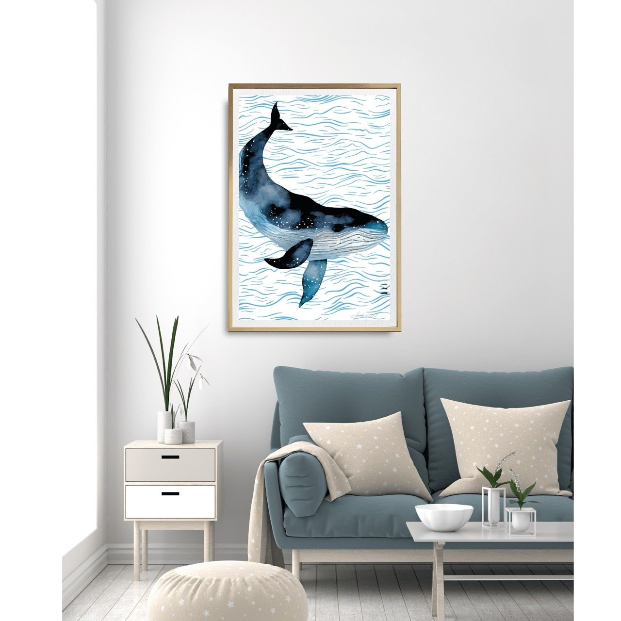 Humpback Whale Coastal Modern Wall Art Print - Sydney Artist, Eternal Art Prints - Eternal Art & Design