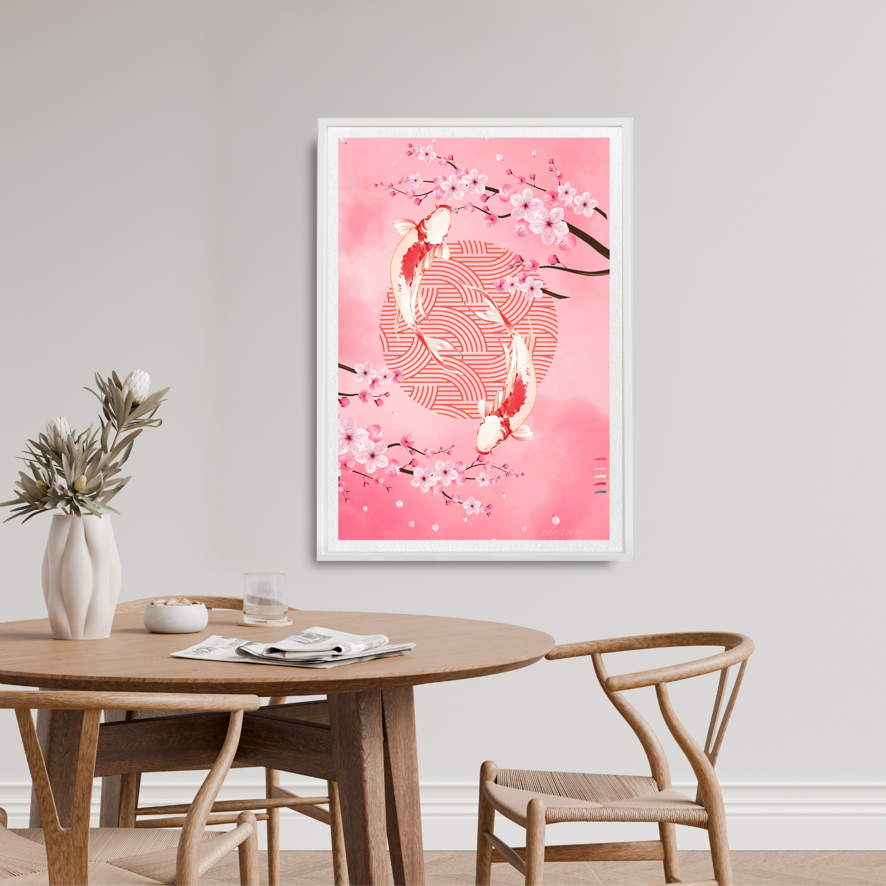 Oriental Cherry Blossoms and Koi Wall Art Print, Eternal Art Prints - Eternal Art & Design