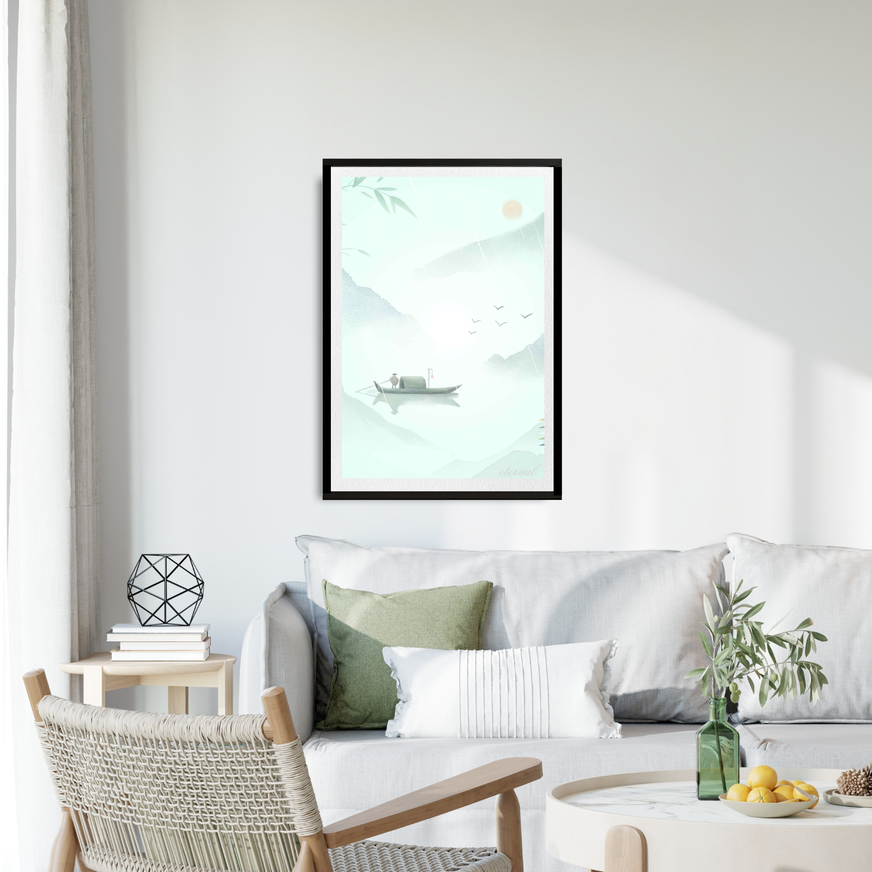 Tranquil Japanese landscape with Boat Wall Art Print, Eternal Art Prints - Eternal Art & Design