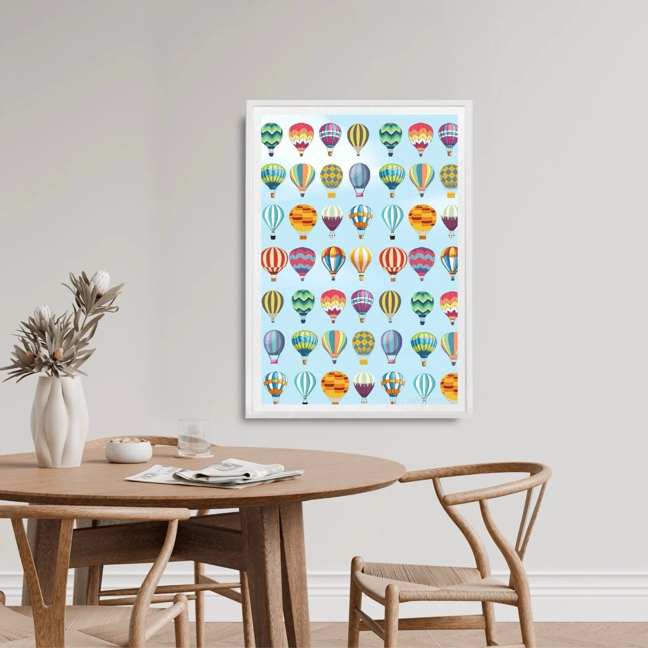 Blue Sky Balloon Adventure Art Print - Sydney Artist, Eternal Art Prints - Eternal Art & Design