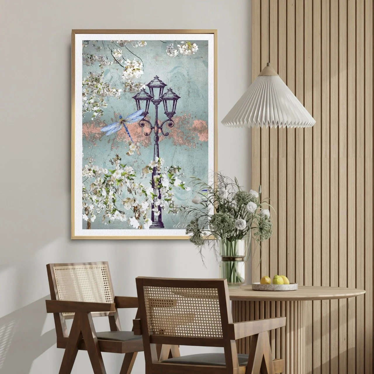 Florals with Dragonfly Botanical Print French-Inspired - Special Edition Wall Art Eternal Art Prints - Eternal Art & Design
