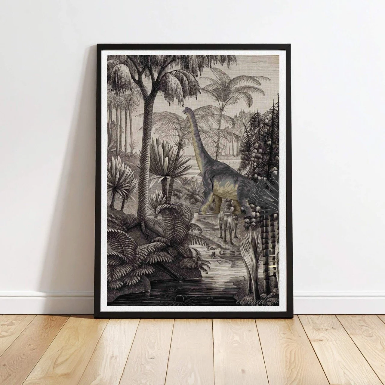 Brontosaurus Dinosaur Prehistoric Wall Art Print, Eternal Art Prints