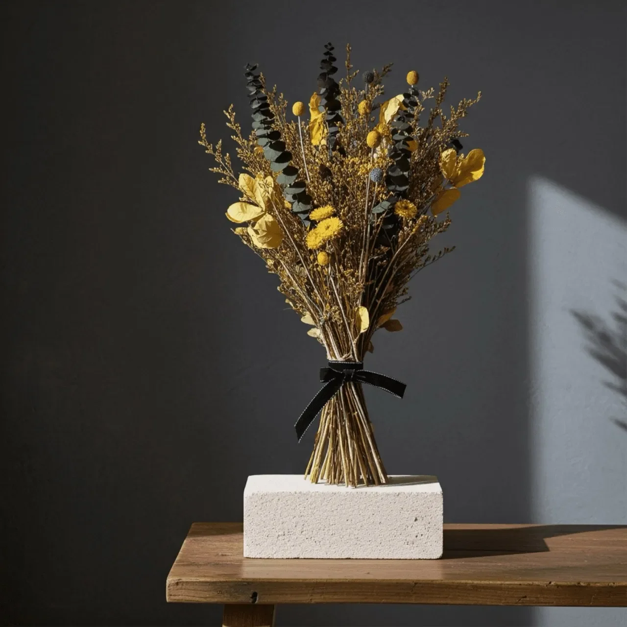 Luxe Dried Flower Bouquet - Large Yellow & Blue Everlasting Native Australian Arrangement - Large Tabletop Centrepiece (40x70cm) - Handcrafted dried & preserved arrangement