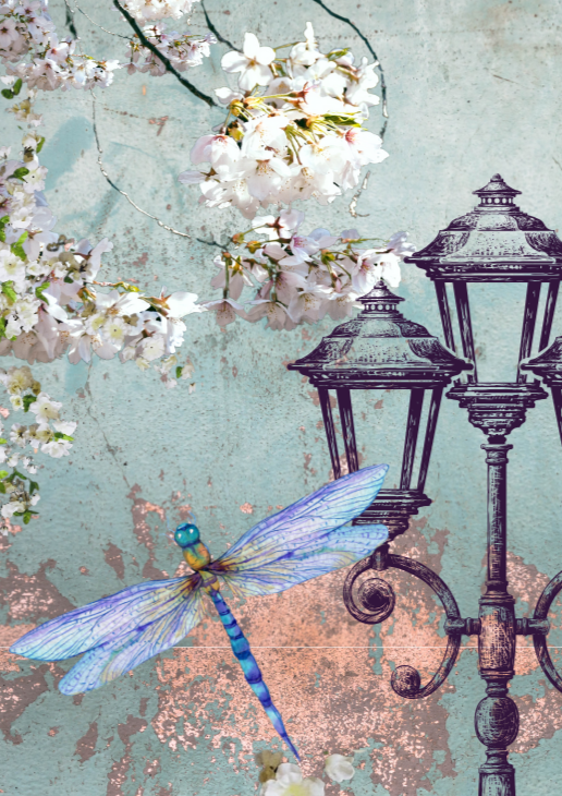 French-Inspired Florals with Dragonfly Botanical Print - Special Edition Wall Art Eternal Art & Design - Eternal Art & Design