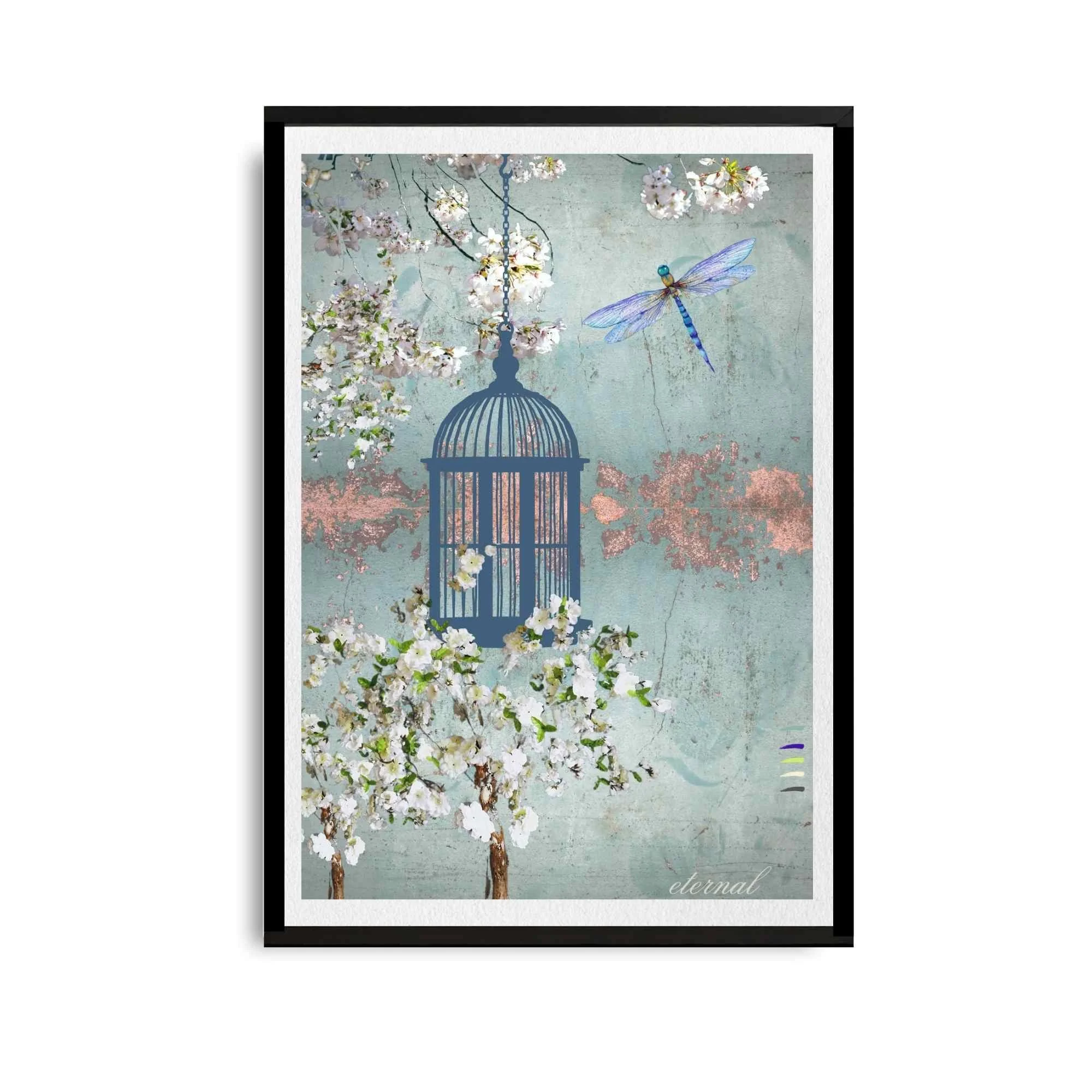 Hanging Birdcage Botanical Print French-Inspired - Special Edition Wall Art Eternal Art Prints - Eternal Art & Design