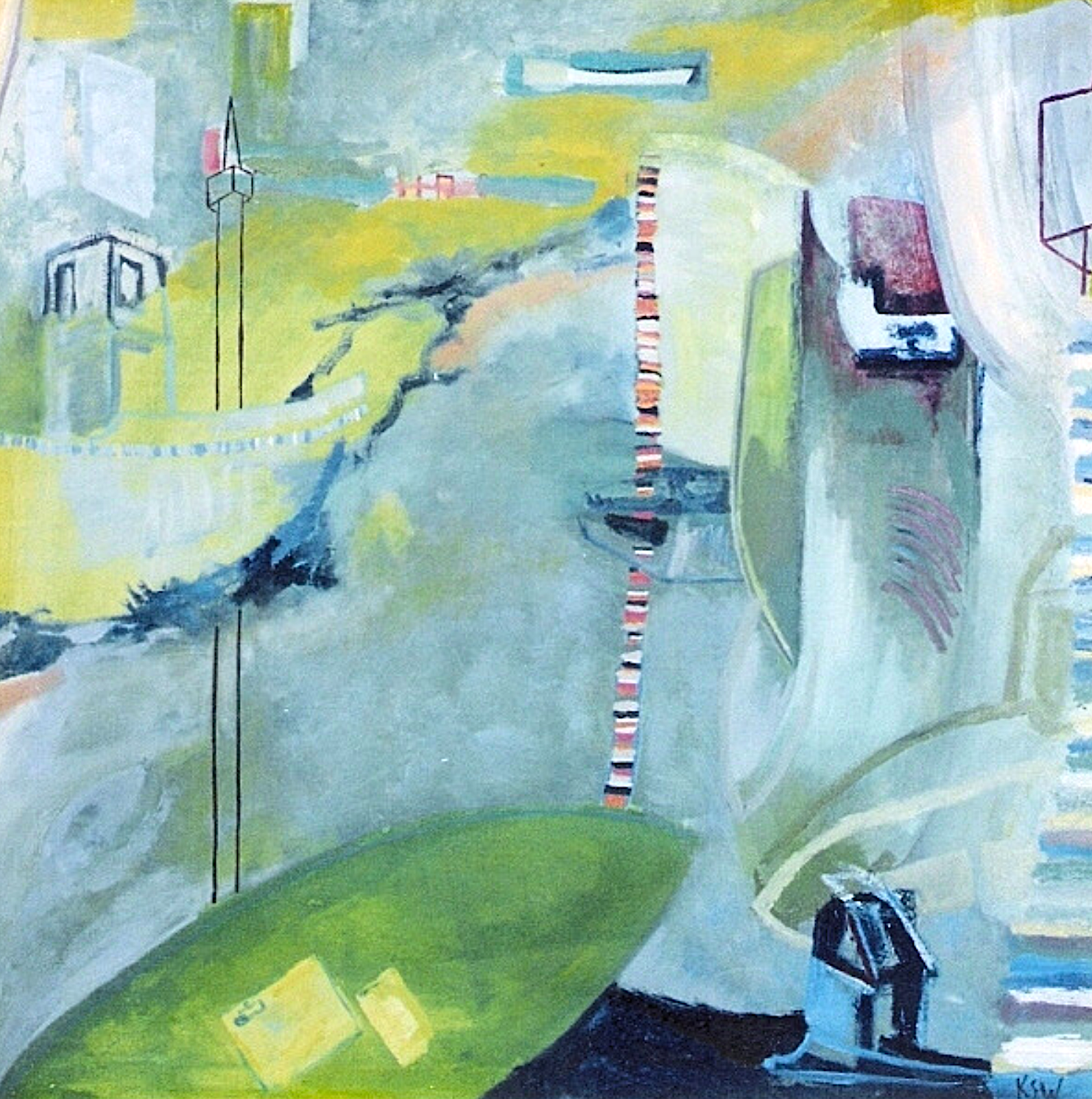 Boats in Harbour | Oil on Canvas | 1000mmw x 1000mmh PRIVATE OWNER