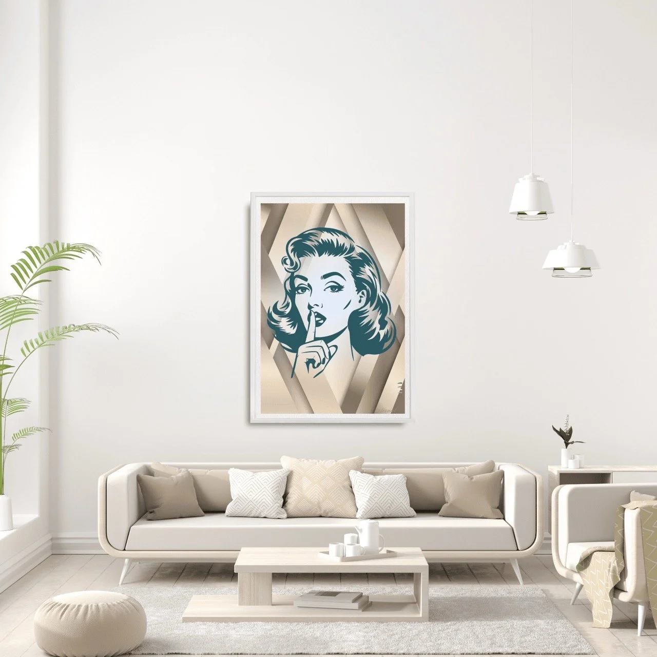 Shh Retro Female Icon Art Print - Sydney Artist, Eternal Art Prints - Eternal Art & Design