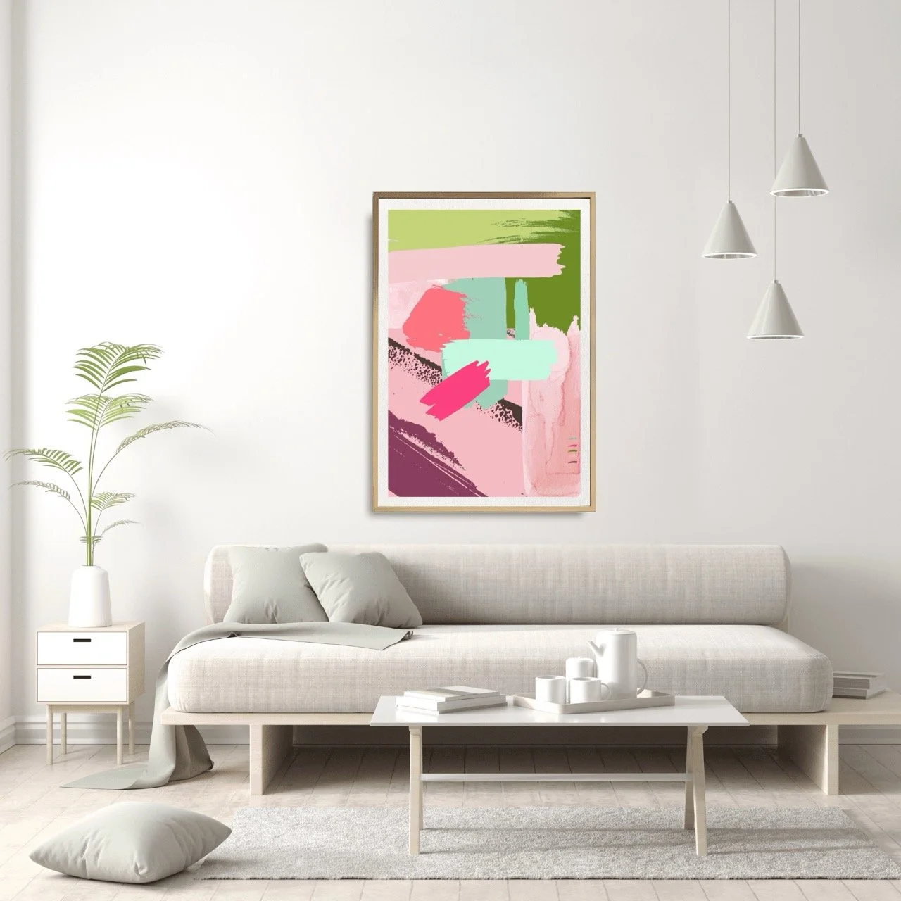 Modern Abstract Brushstrokes in Pink Art Print - Sydney Artist, Eternal Art Prints - Eternal Art & Design