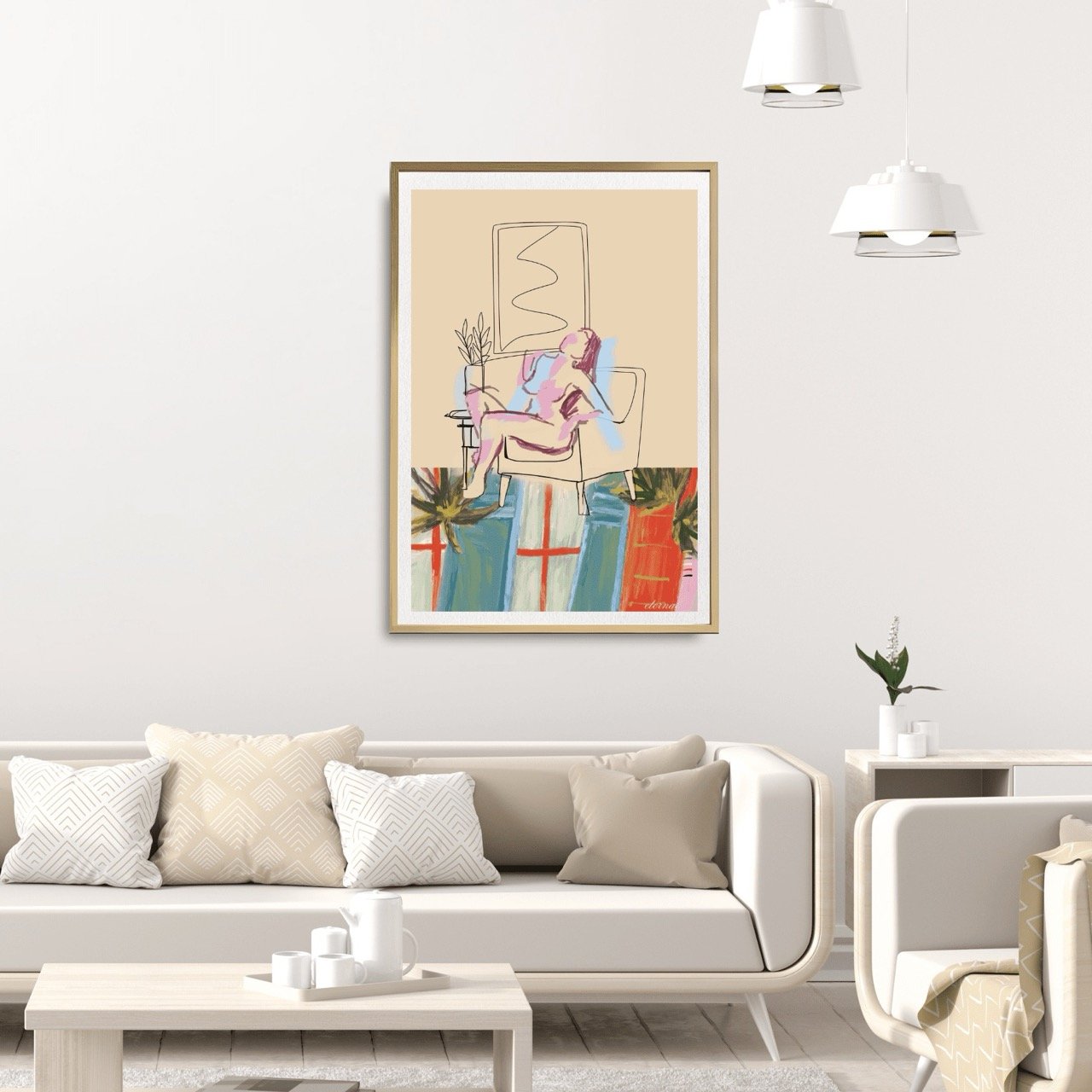 Female Figure Nude Seated with Pattern Art Print, Sydney Artist - Eternal Art Prints - Eternal Art & Design