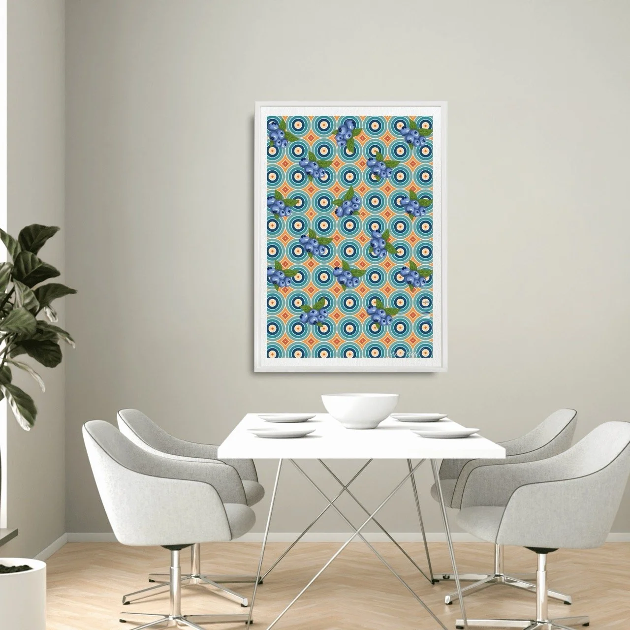 Blueberry Burst Retro Wall Art Print, Eternal Art Prints - Eternal Art & Design