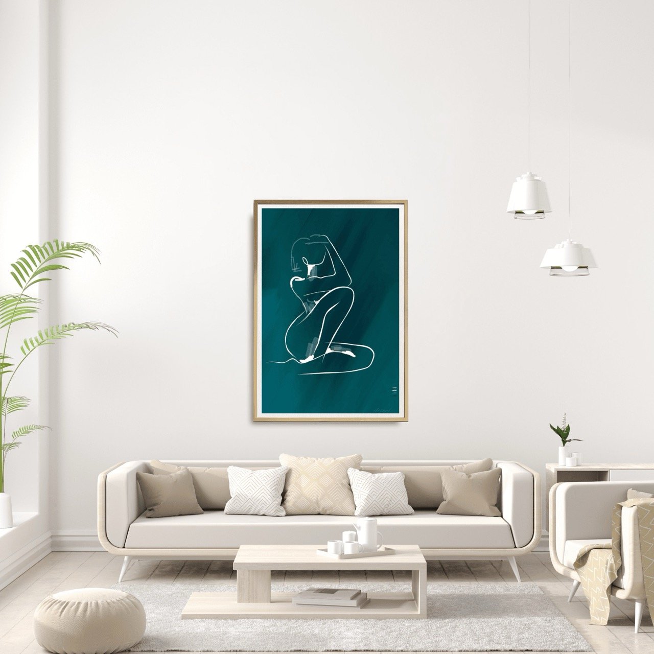 Female Figure Nude Line Drawing Wall Art Print, Sydney Artist - Eternal Art Prints - Eternal Art & Design