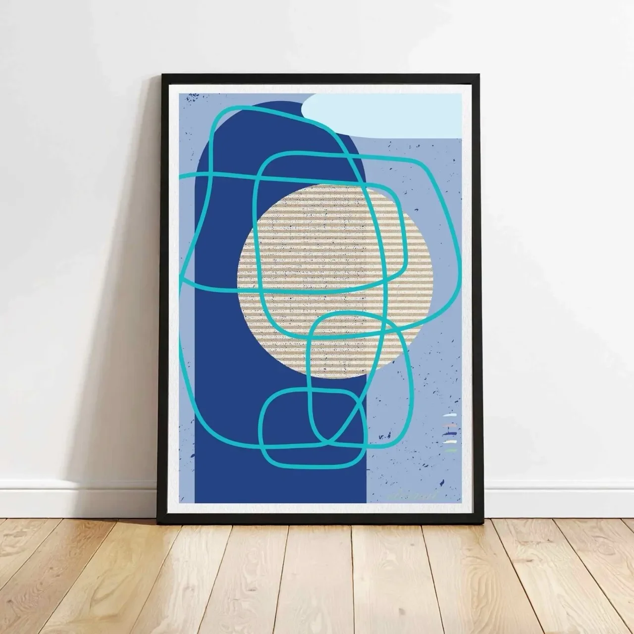 black framed blue abstract print I10036 Large cnr_converted.webp