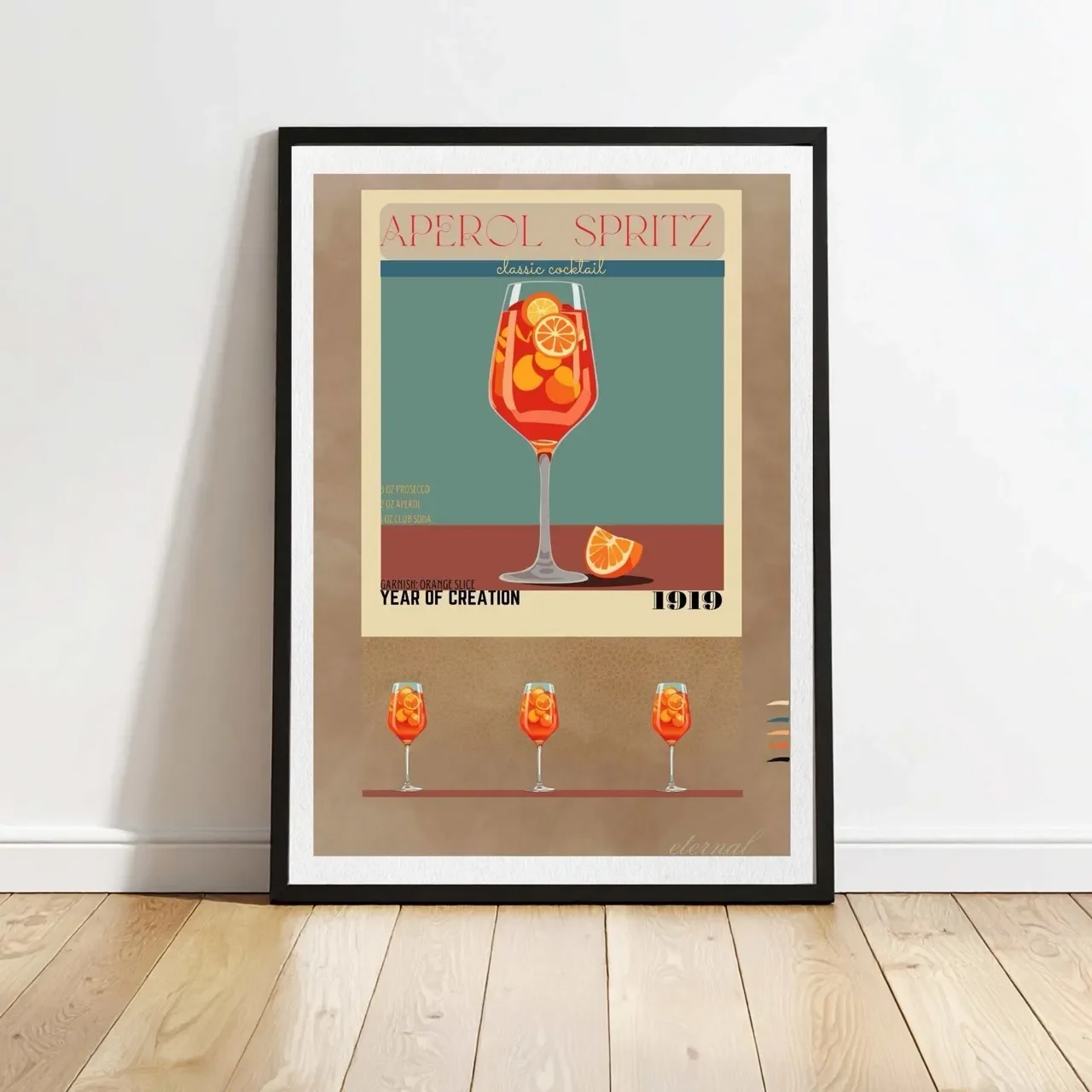 Aperol Spritz Retro Cocktail Culture Wall Art Print, Eternal Art Prints
