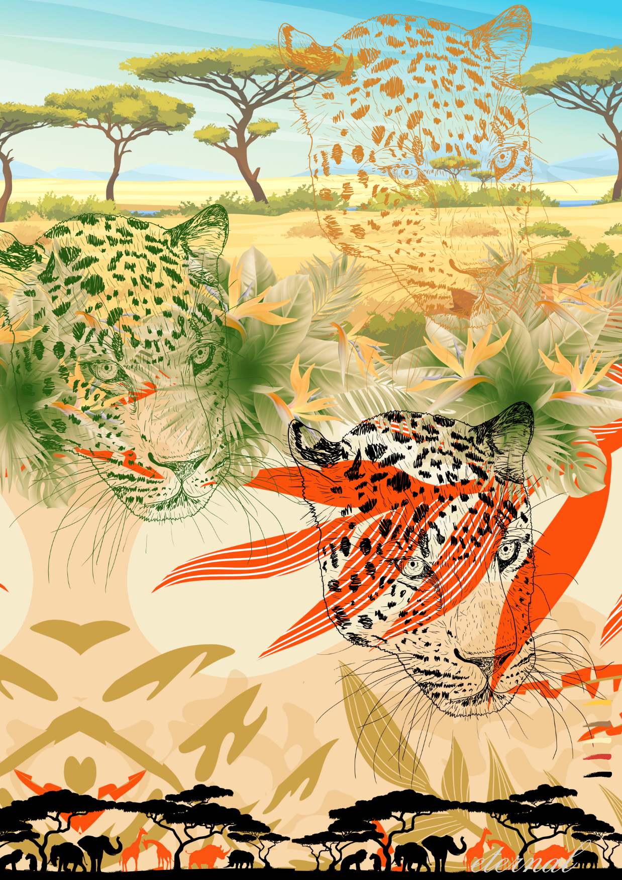 Cheetah on the Savannah Plains Wall Art Print, Eternal Art Prints