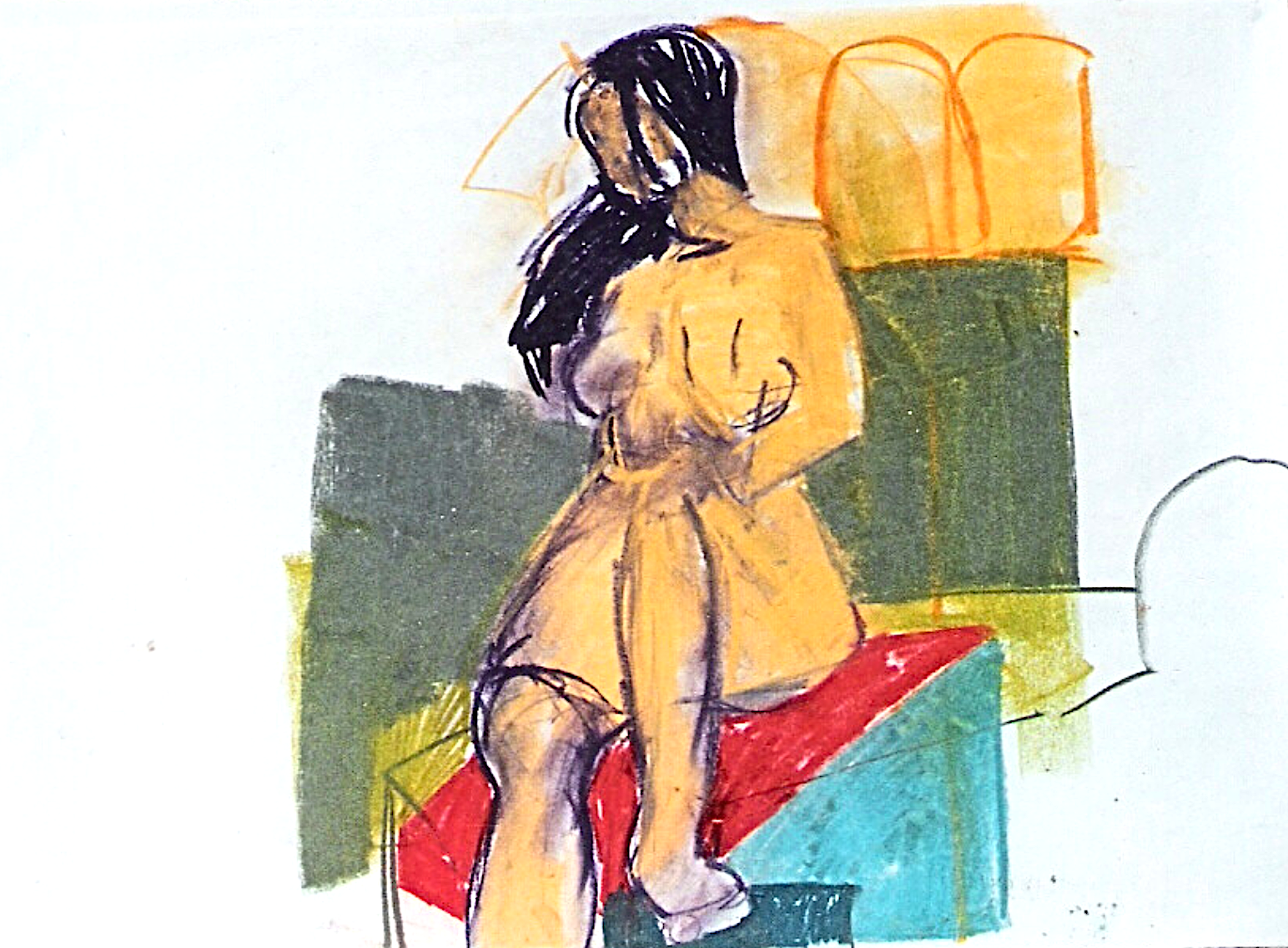 Female Nude Sketch in colour 2 | Pastel on Stonehenge | 594mmw x 420mmh