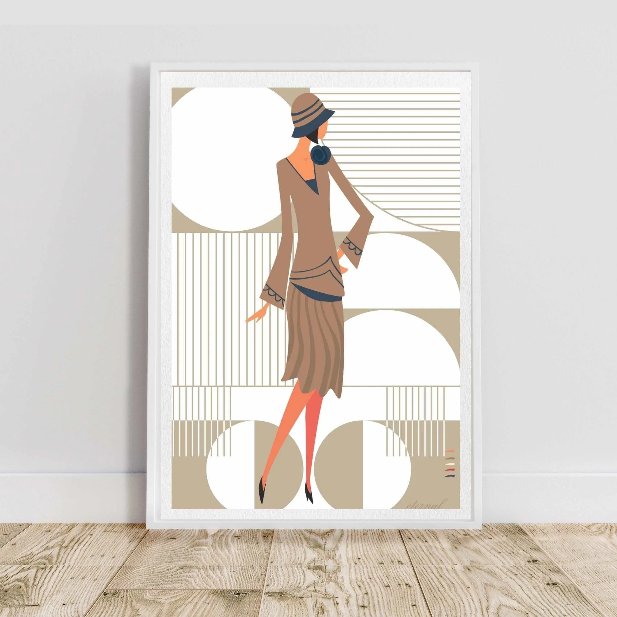 Glamorous 1920s Woman in Beige Art Deco Print - Eternal Art & Design