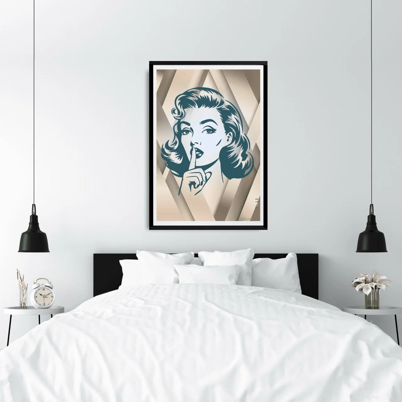 Shh Retro Female Icon Art Print - Sydney Artist, Eternal Art Prints - Eternal Art & Design