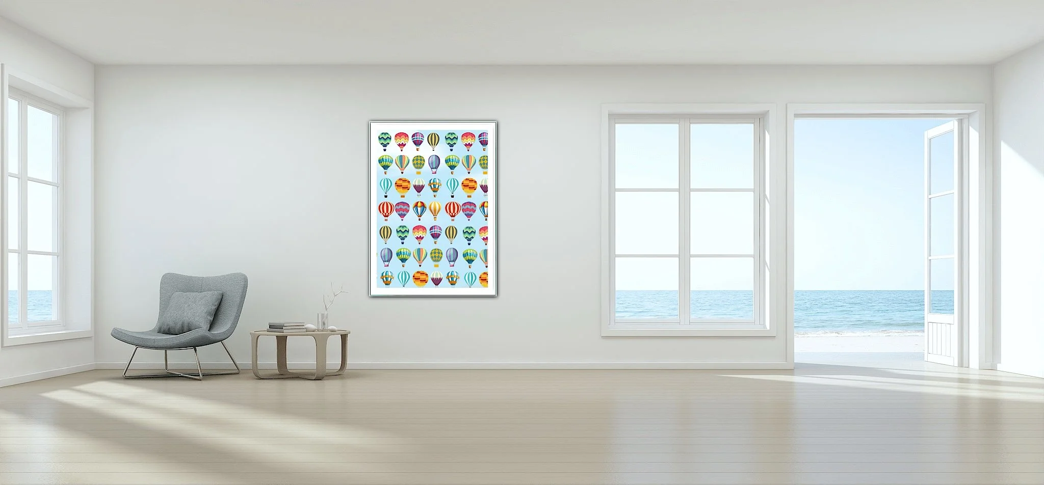 Blue Sky Balloon Adventure Art Print - Sydney Artist, Eternal Art & Design - Eternal Art & Design