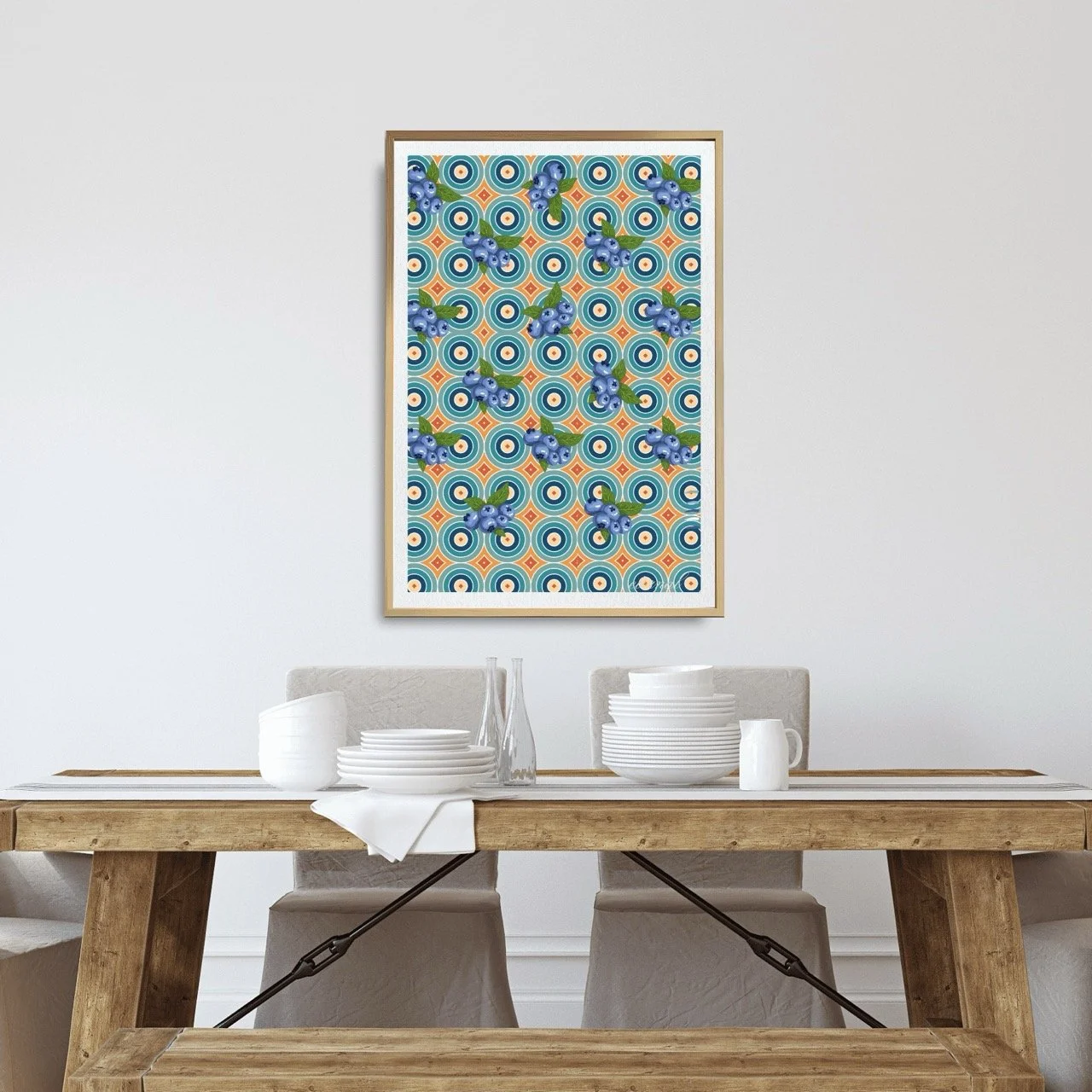 Blueberry Burst Retro Wall Art Print, Eternal Art Prints - Eternal Art & Design