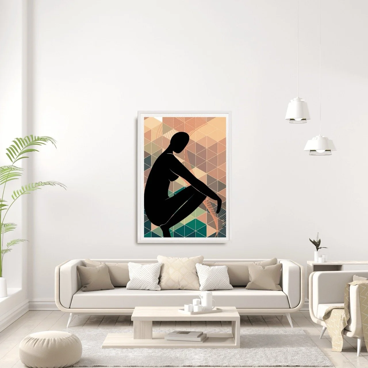 Nude Female Form with Orange Green Mosaic Art Print, Sydney Artist - Eternal Art & Design - Eternal Art & Design
