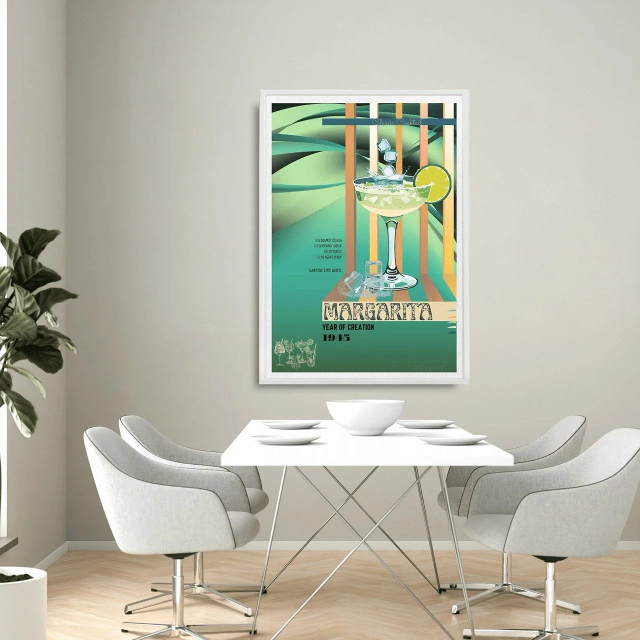 Retro Margarita Lime Classic Cocktail Culture Art Print, Eternal Art Prints - Eternal Art & Design
