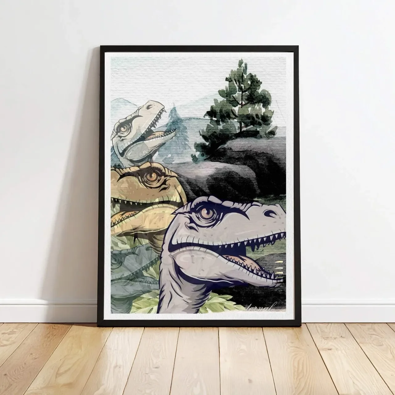 T-Rex Dinosaur Prehistoric Wall Art Print, Eternal Art Prints