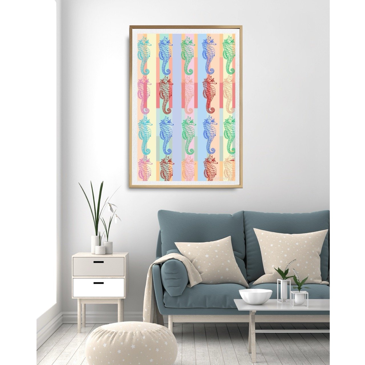 Pastel Seahorse Modern Coastal Nautical Wall Art Print - Sydney Artist, Eternal Art Prints - Eternal Art & Design