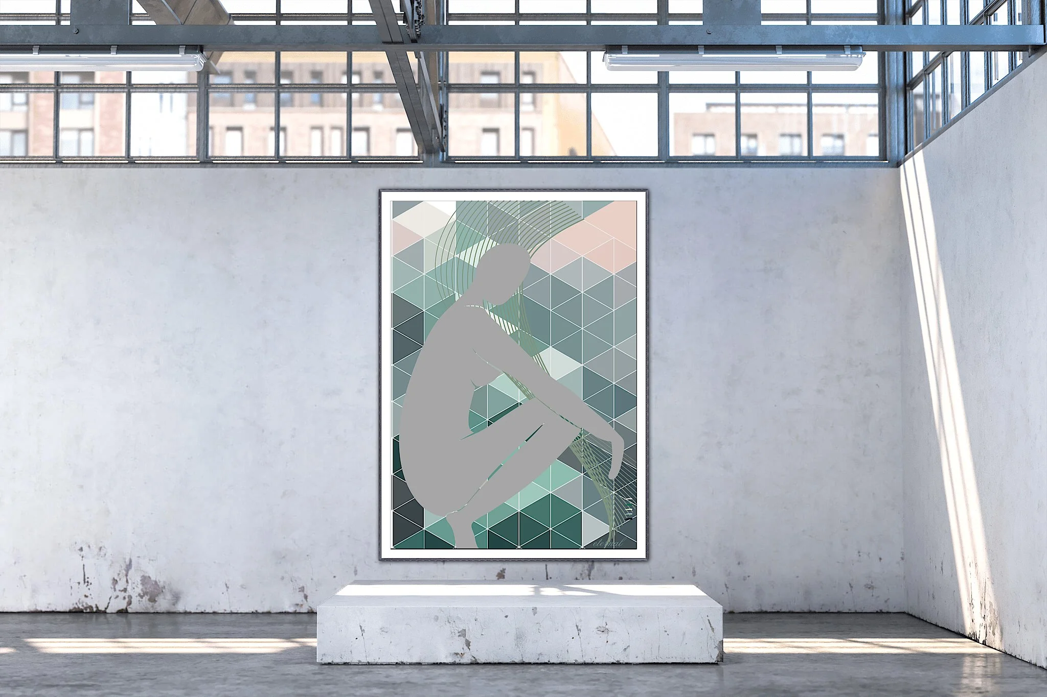 Nude with Green Mosaic Wall Art Print, Sydney Artist - Eternal Art & Design - Eternal Art & Design