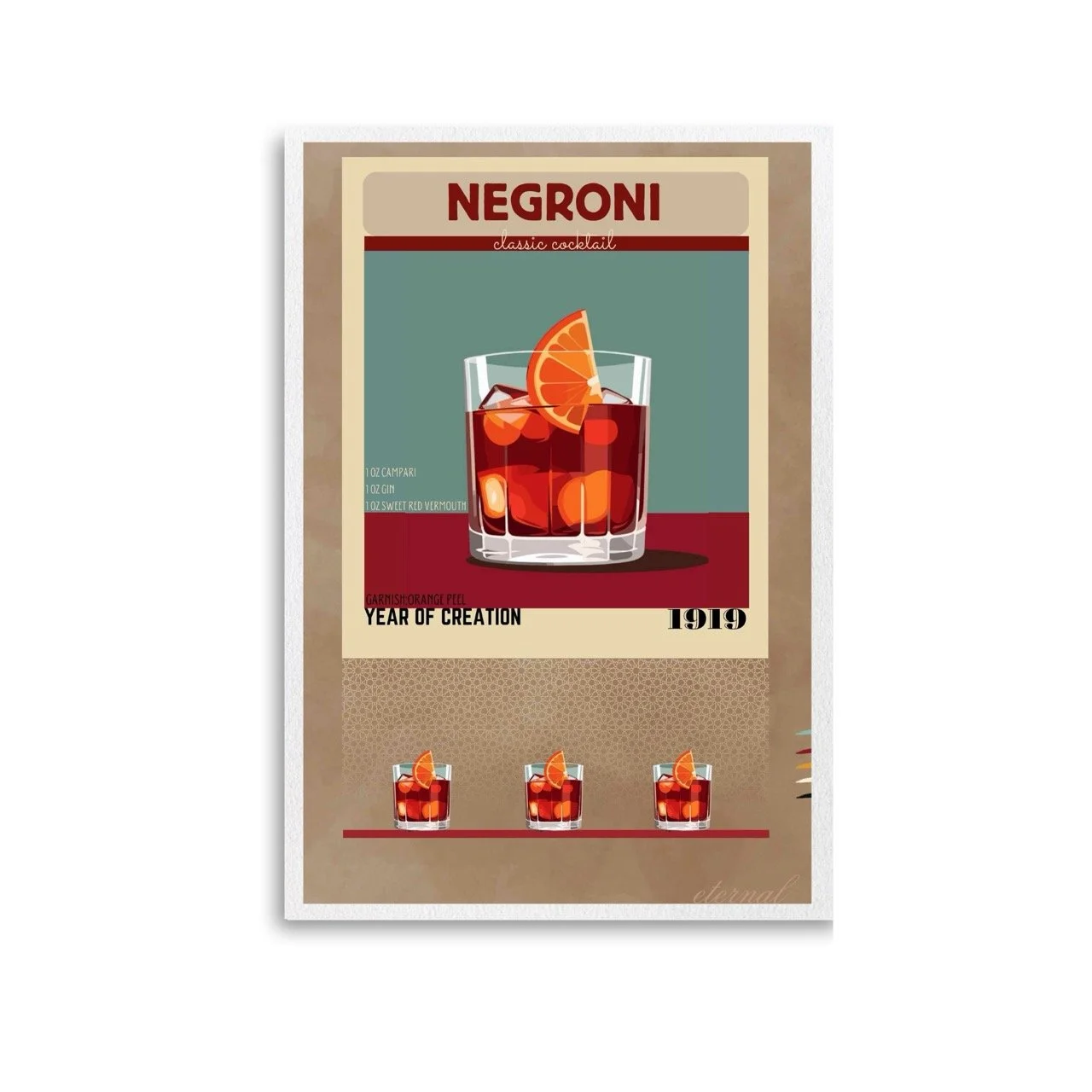 Negroni Retro Cocktail Culture Wall Art Print, Eternal Art Prints - Eternal Art & Design