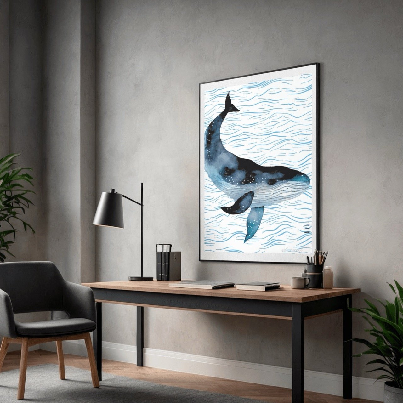Humpback Whale Coastal Modern Wall Art Print - Sydney Artist, Eternal Art Prints - Eternal Art & Design