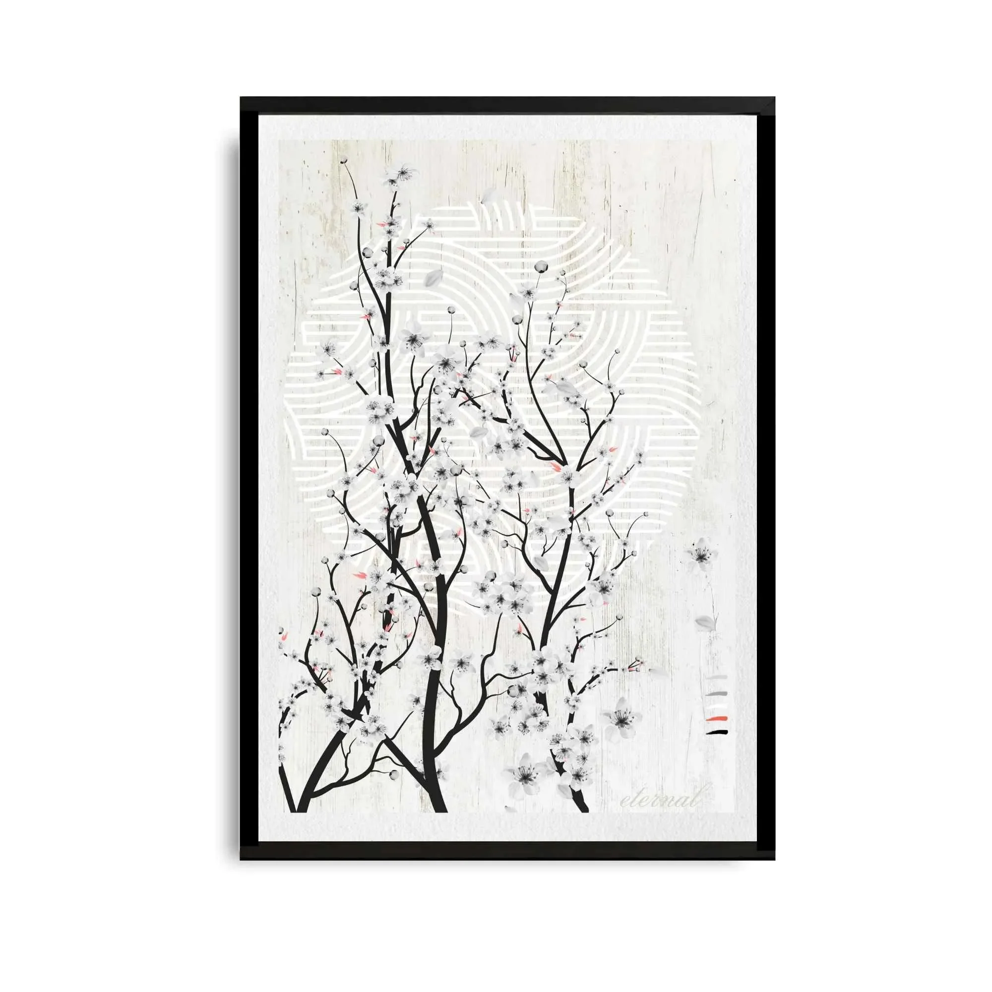 Oriental Cherry Blossom Zen Wall Art Print , Eternal Art Prints