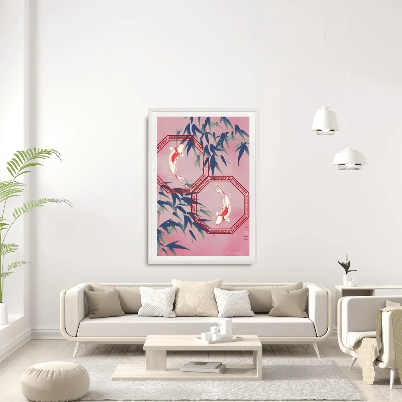 white framed koi bamboo print. I10006 (2) Large_converted.webp