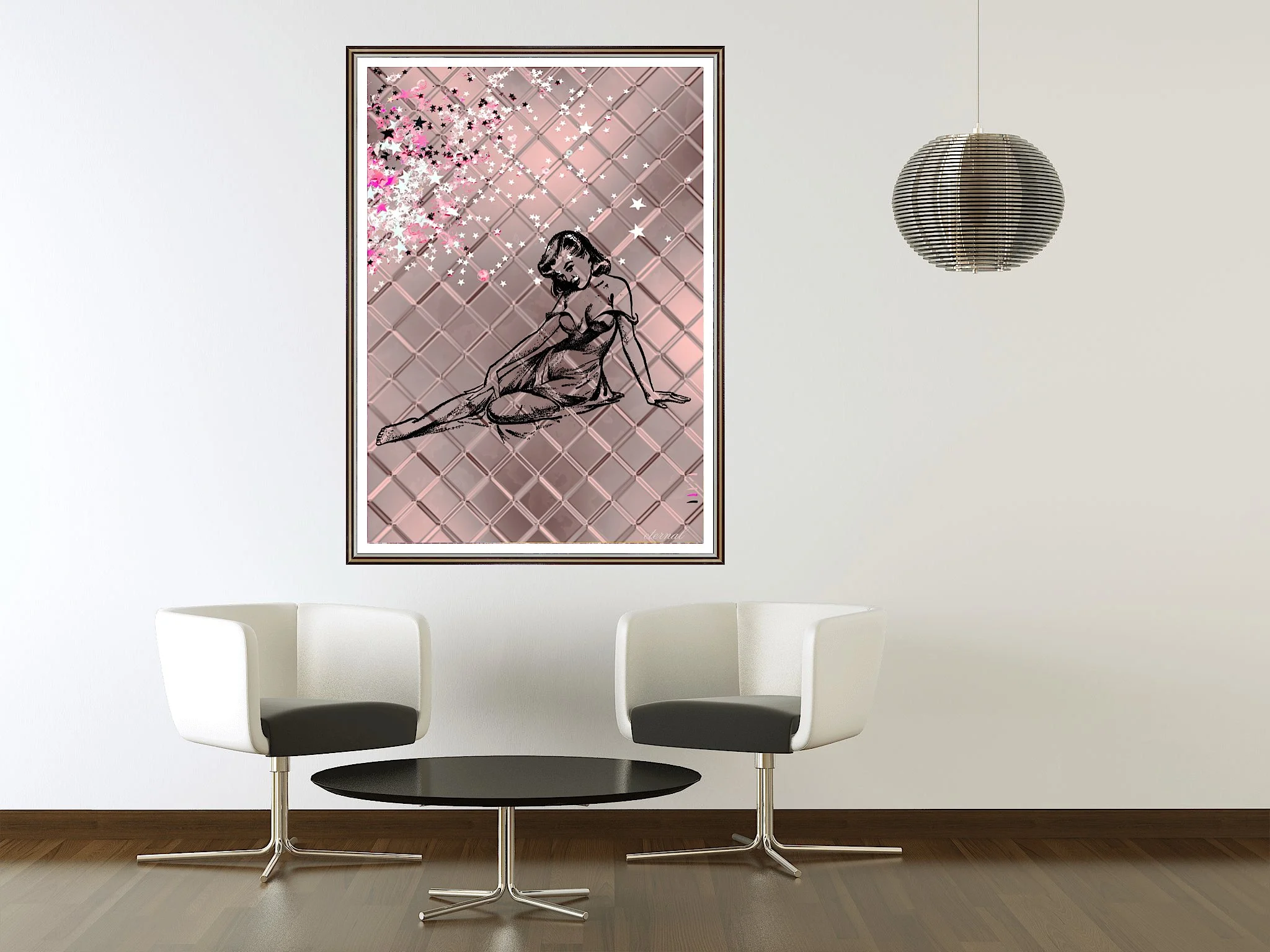 Female Icon Retro Pin-up in Pink Wall Art Print, Sydney Artist - Eternal Art & Design - Eternal Art & Design