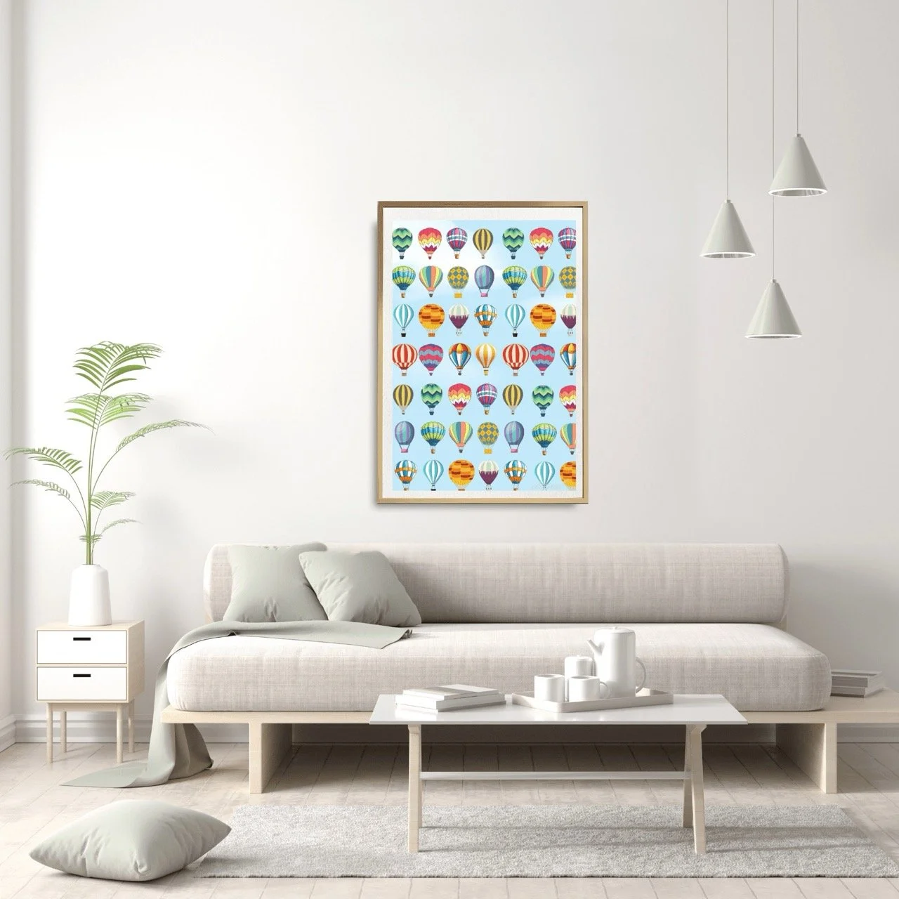 Blue Sky Balloon Adventure Art Print - Sydney Artist, Eternal Art Prints - Eternal Art & Design