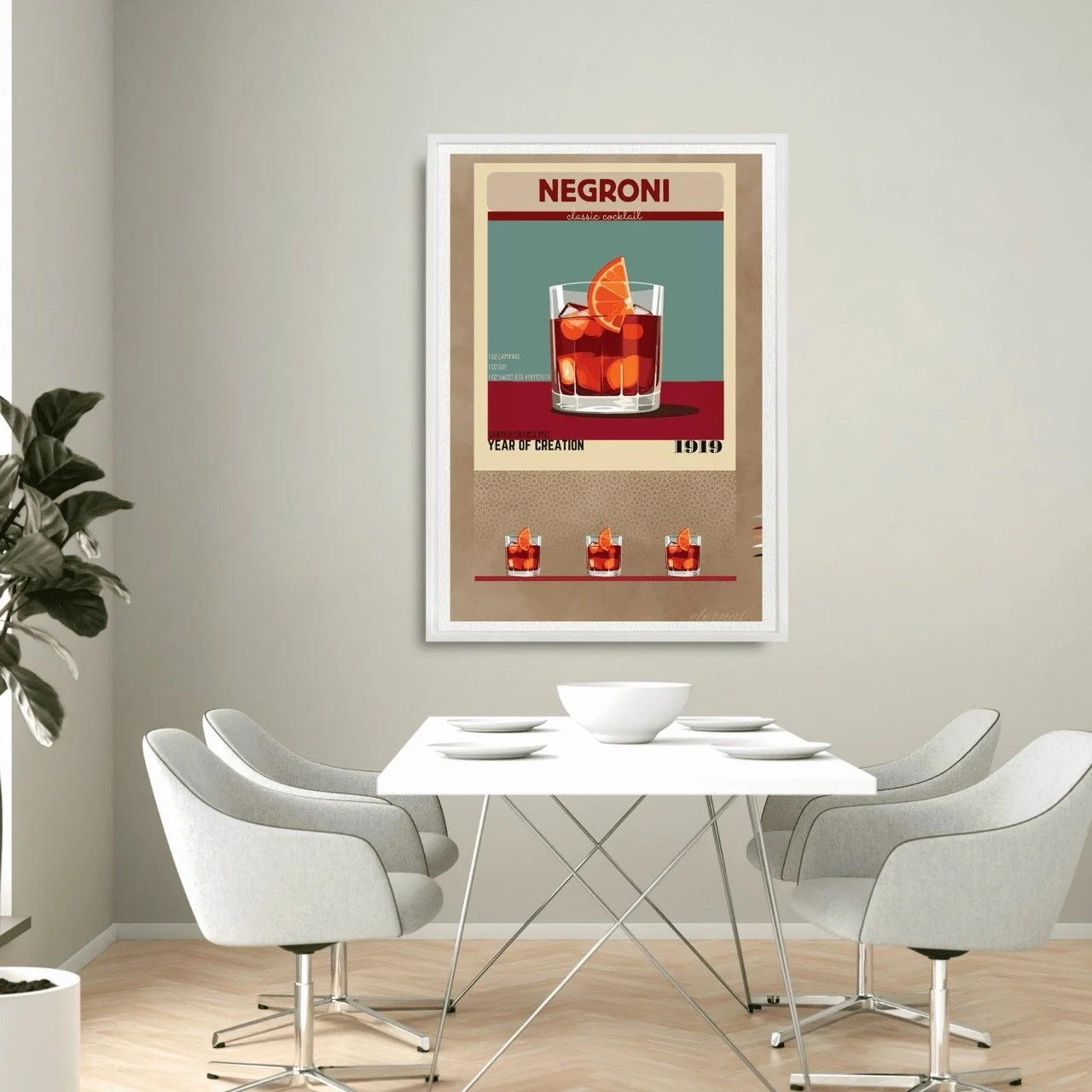 Negroni Retro Cocktail Culture Wall Art Print, Eternal Art Prints - Eternal Art & Design