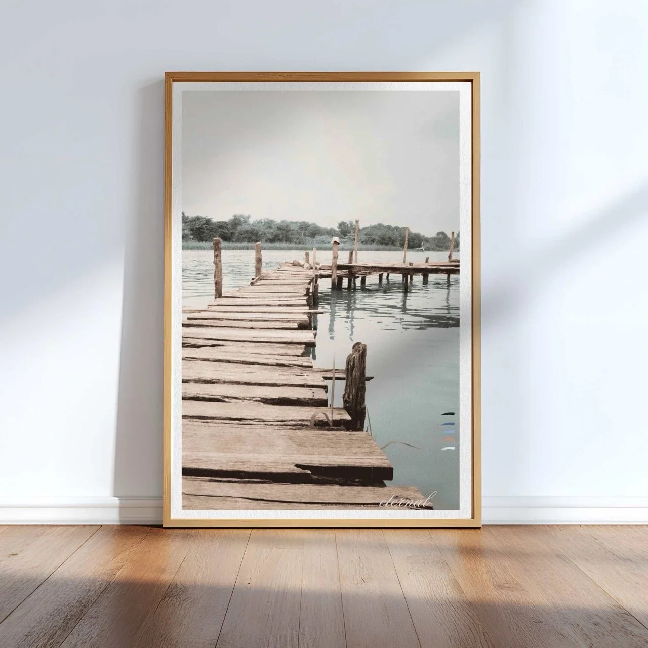 Tranquil Wooden Walkway over Water Wall Art Print, Eternal Art Prints