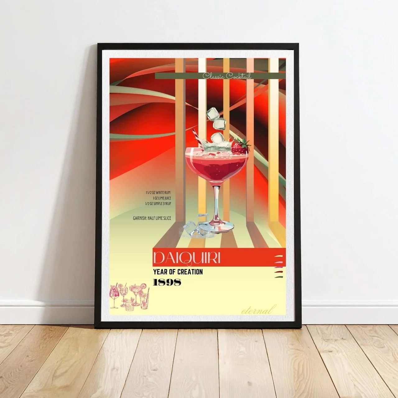 Daiquiri Retro Cocktail Culture Wall Art Print, Eternal Art Prints - Eternal Art & Design