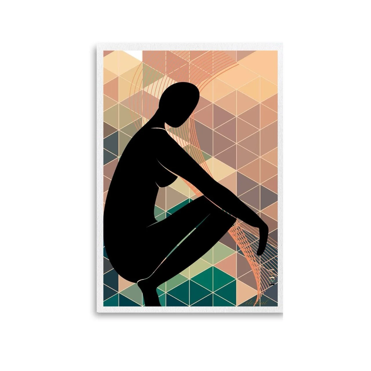 Nude Female Form with Orange Green Mosaic Art Print, Sydney Artist - Eternal Art & Design - Eternal Art & Design