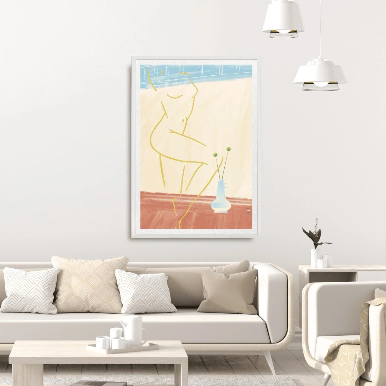 Nude Female with Blue Vase Wall Art Print, Sydney Artist - Eternal Art Prints - Eternal Art & Design