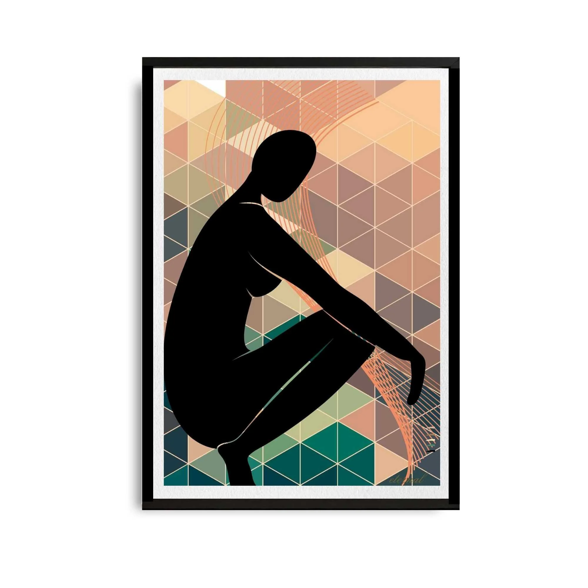Nude Female Form with Orange Green Mosaic Art Print, Sydney Artist - Eternal Art & Design - Eternal Art & Design
