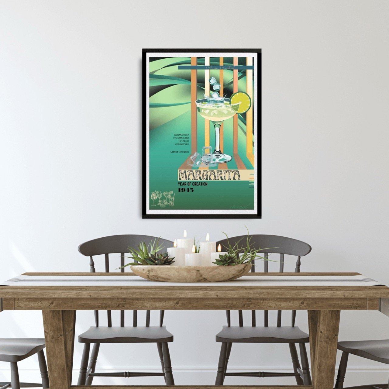 Retro Margarita Lime Classic Cocktail Culture Art Print, Eternal Art Prints - Eternal Art & Design