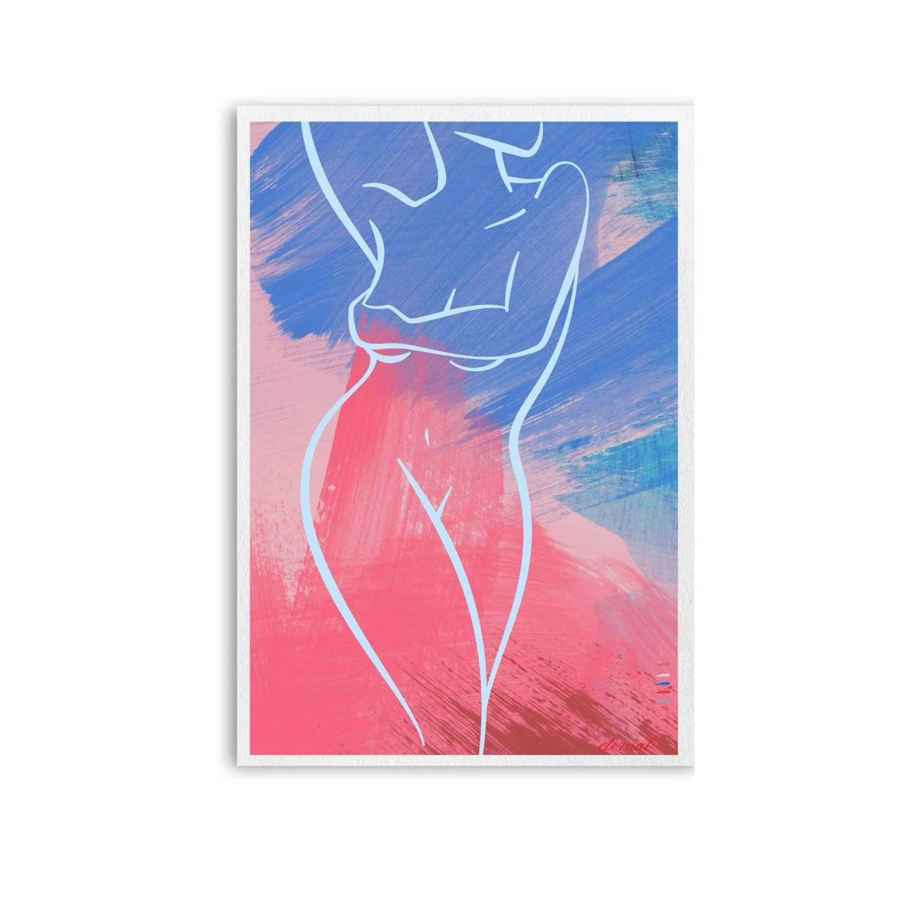 Female Figure Nude Light Blue Line Drawing Art Print, Sydney Artist - Eternal Art & Design - Eternal Art & Design