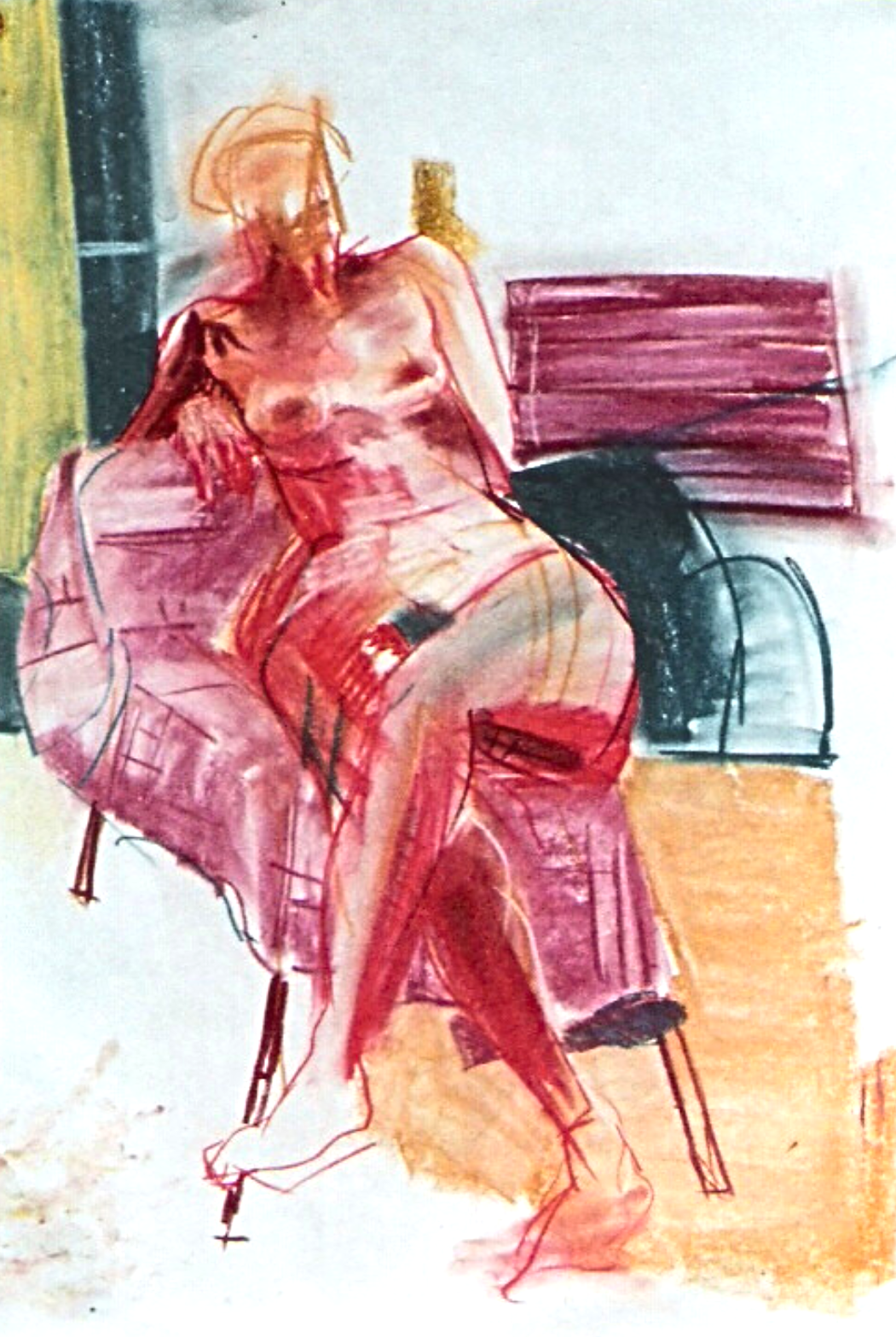 Seated Nude | Pastel on Stonehenge | 420mmw x 594mmh