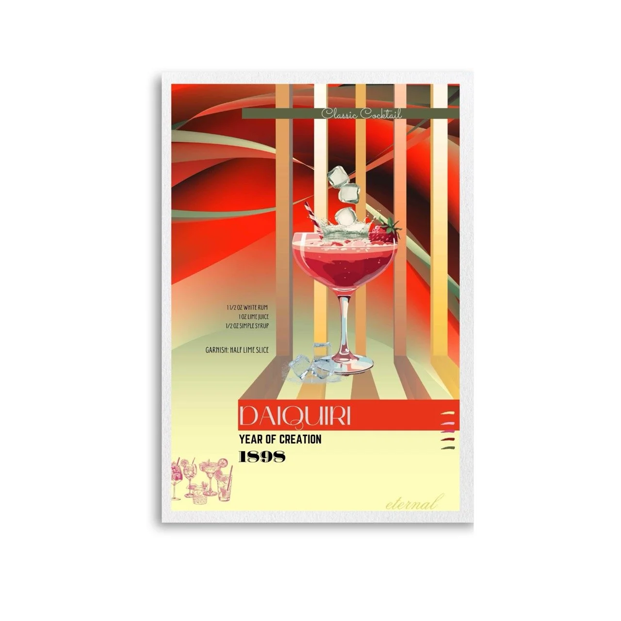 Daiquiri Retro Cocktail Culture Wall Art Print, Eternal Art Prints - Eternal Art & Design
