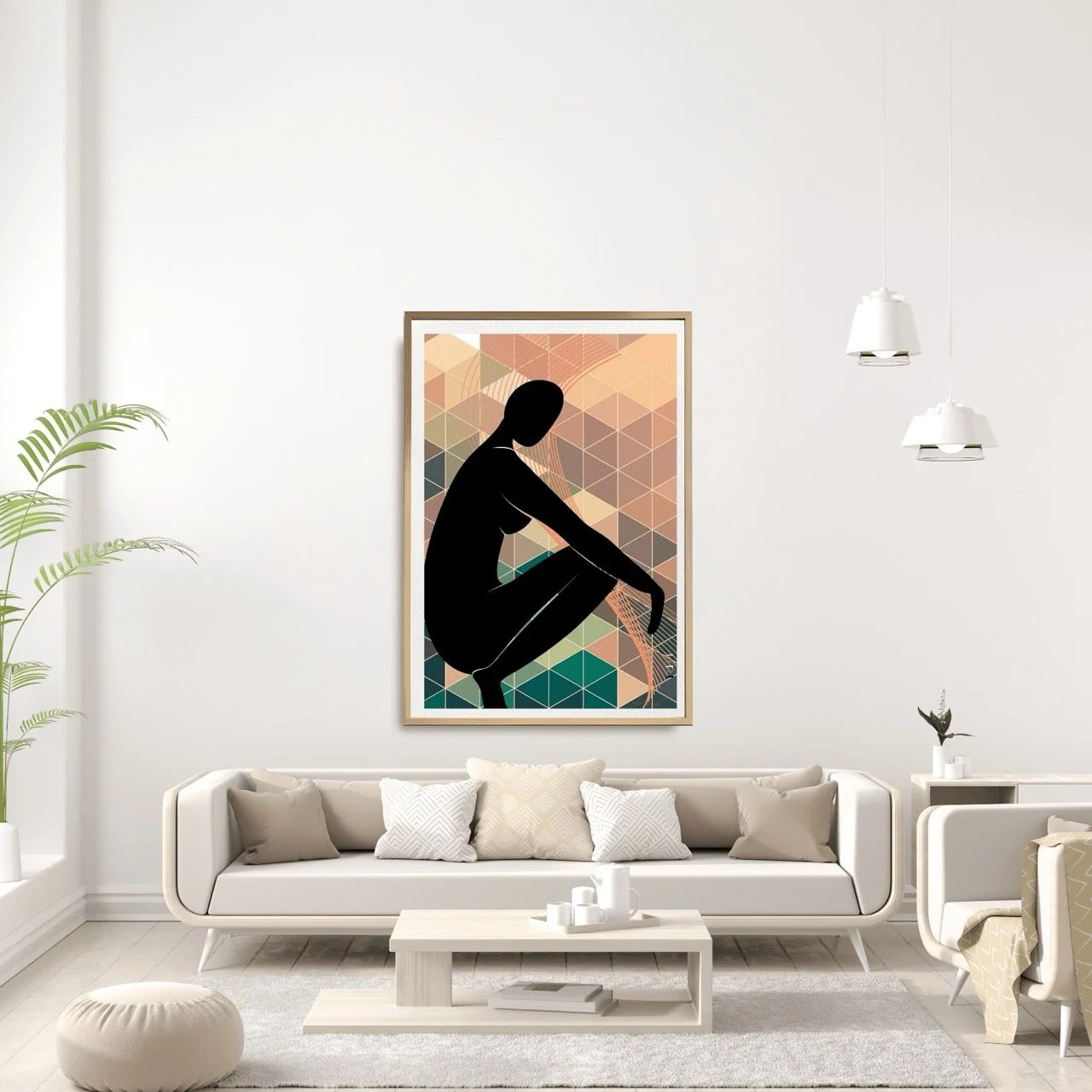 Nude Female Form with Orange Green Mosaic Art Print, Sydney Artist - Eternal Art & Design - Eternal Art & Design
