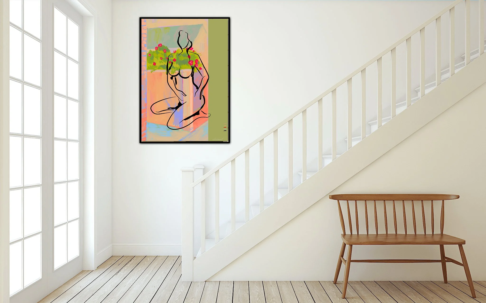 Nude with Red Flower Art Print, Sydney Artist - Eternal Art & Design - Eternal Art & Design