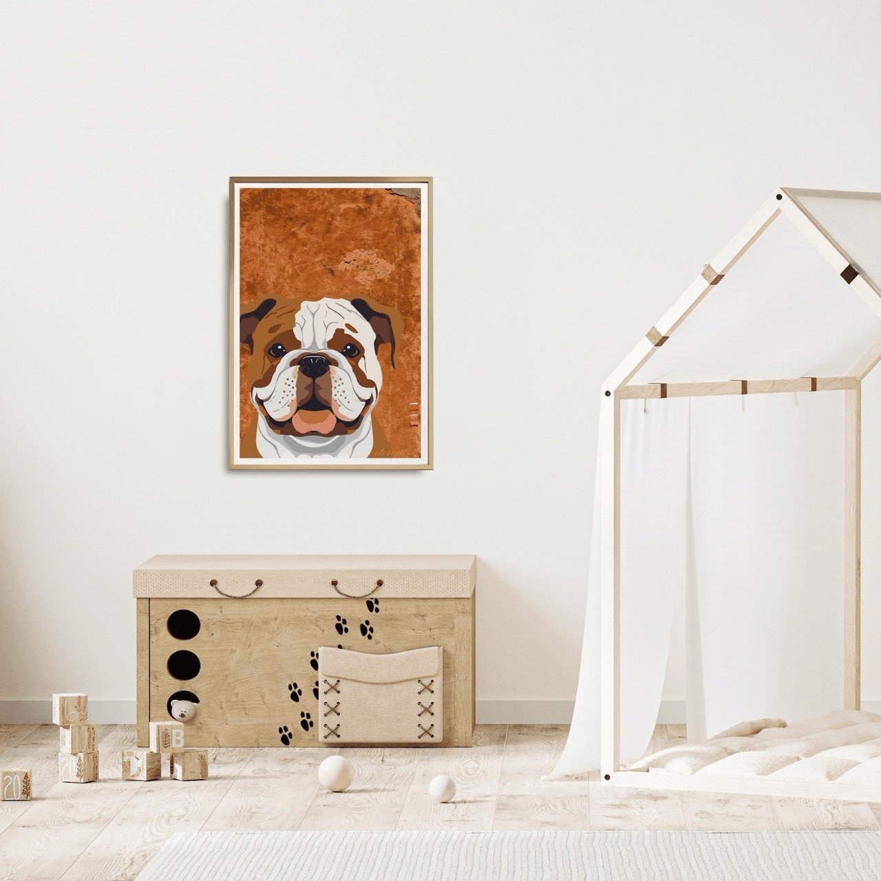 Bulldog Face Wall Art Print - Sydney Artist, Eternal Art Prints - Eternal Art & Design