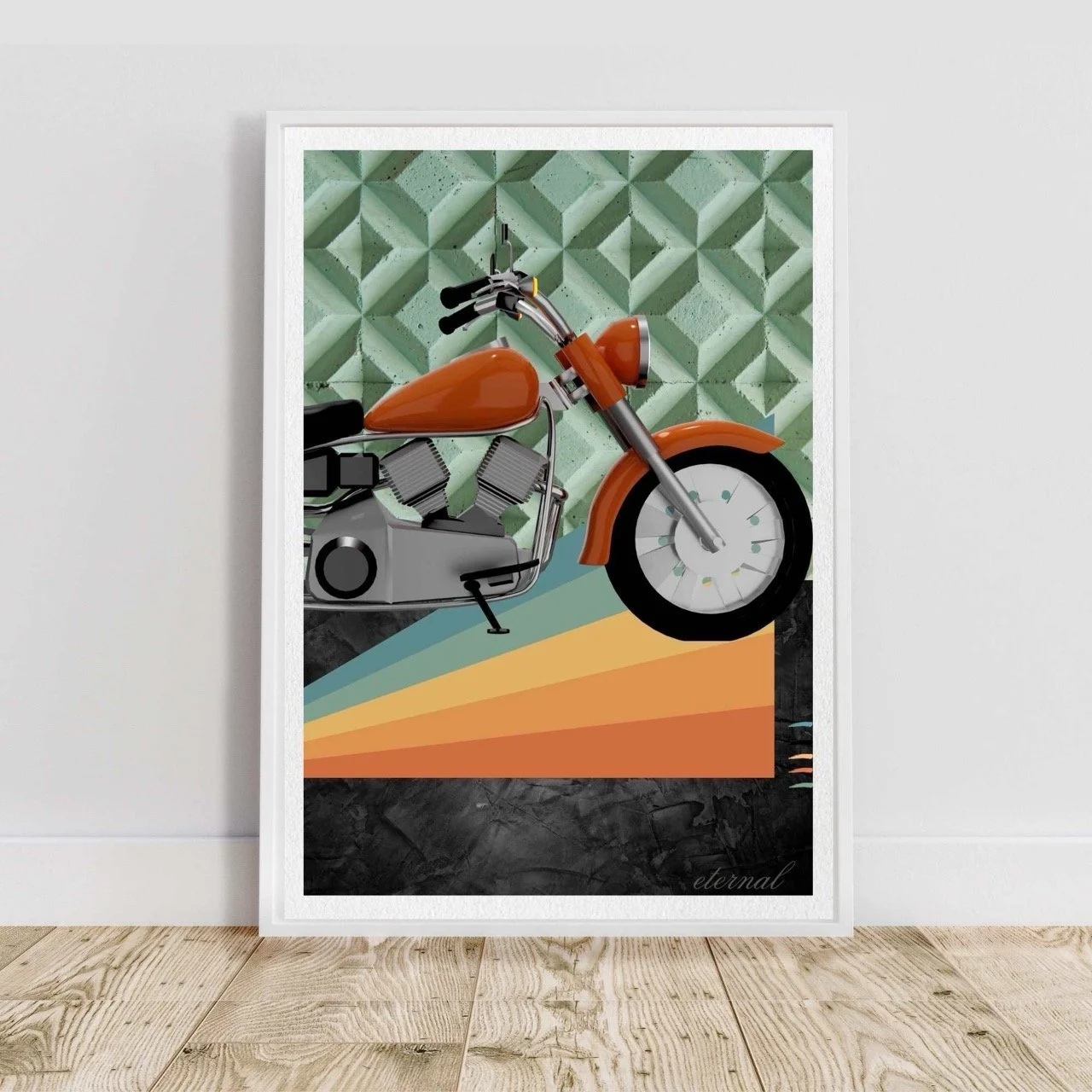 Retro Motorcycle Art Print - Sydney Artist, Eternal Art Prints - Eternal Art & Design